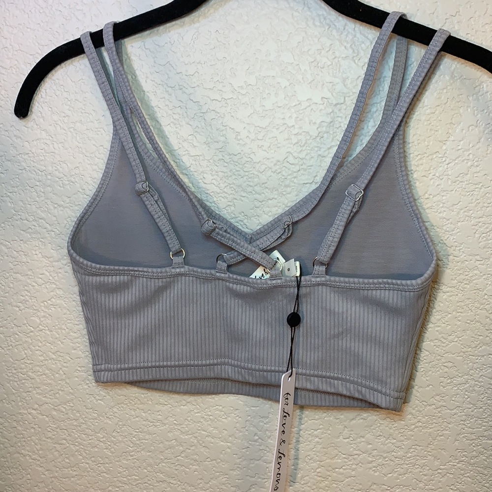 For Love & Lemons- Eva Crop Top/Sports Bra-Sz.Sm-Dove Grey - Picture 3 of 6